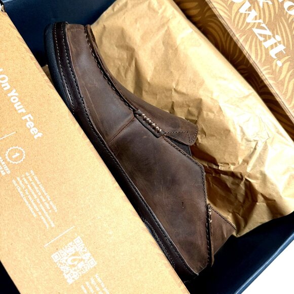 OluKai Men's Moloa Loafers Dark Wood/Dark Java US 10 NEW - Picture 1 of 6